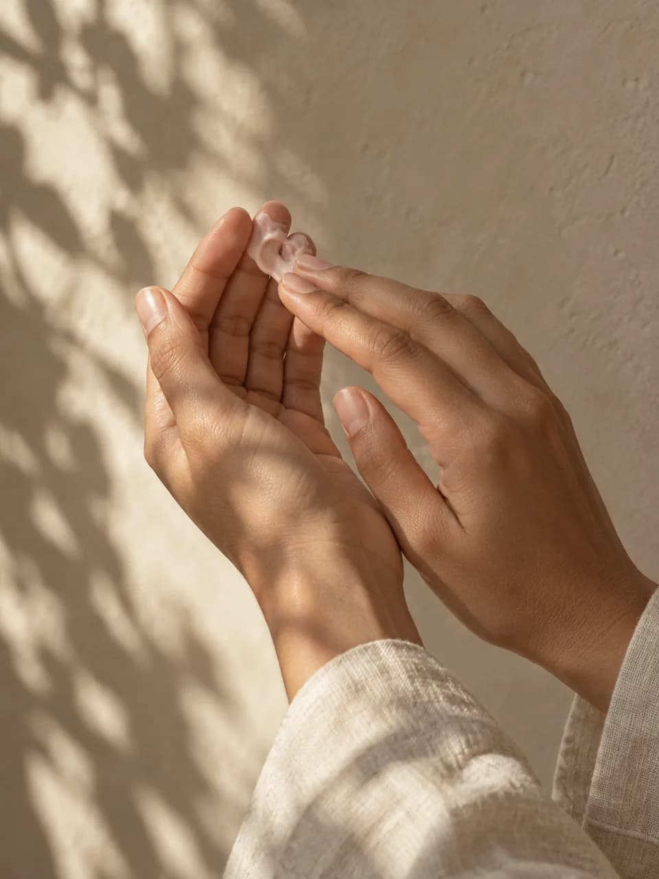 Cream warmed between the fingertips